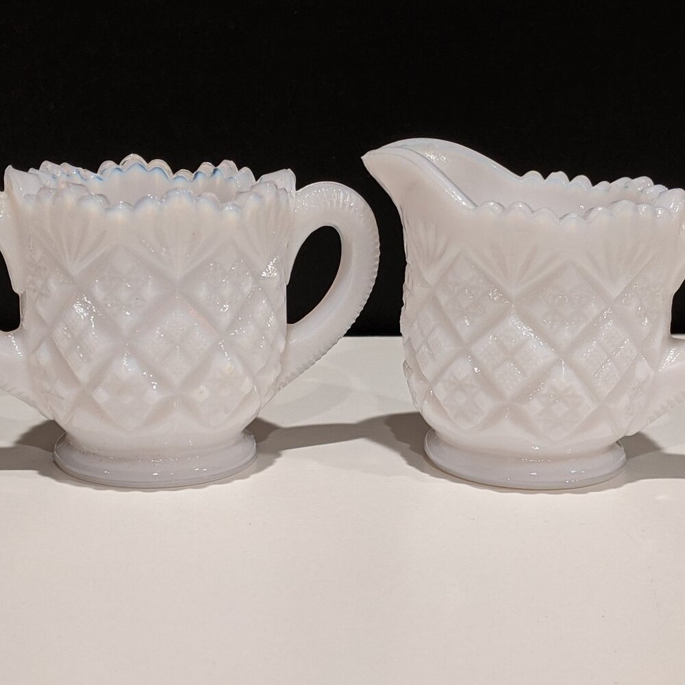 Westmoreland “Thumbelina” Miniature Sugar Bowl and Creamer Set